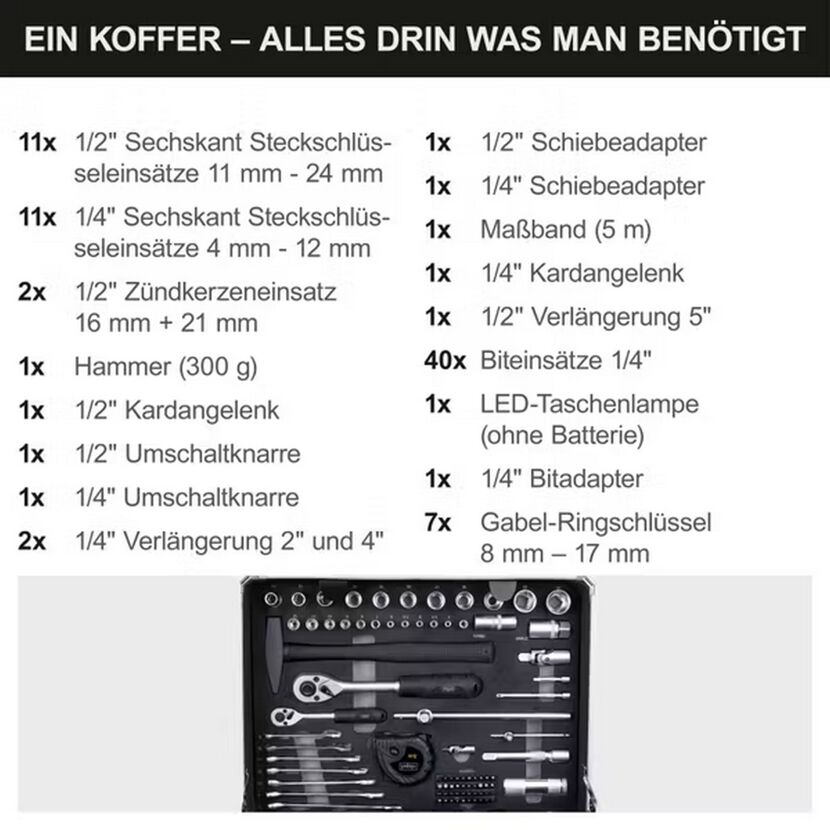 Werkzeugkoffer 'WZB200-BE' 141-teilig