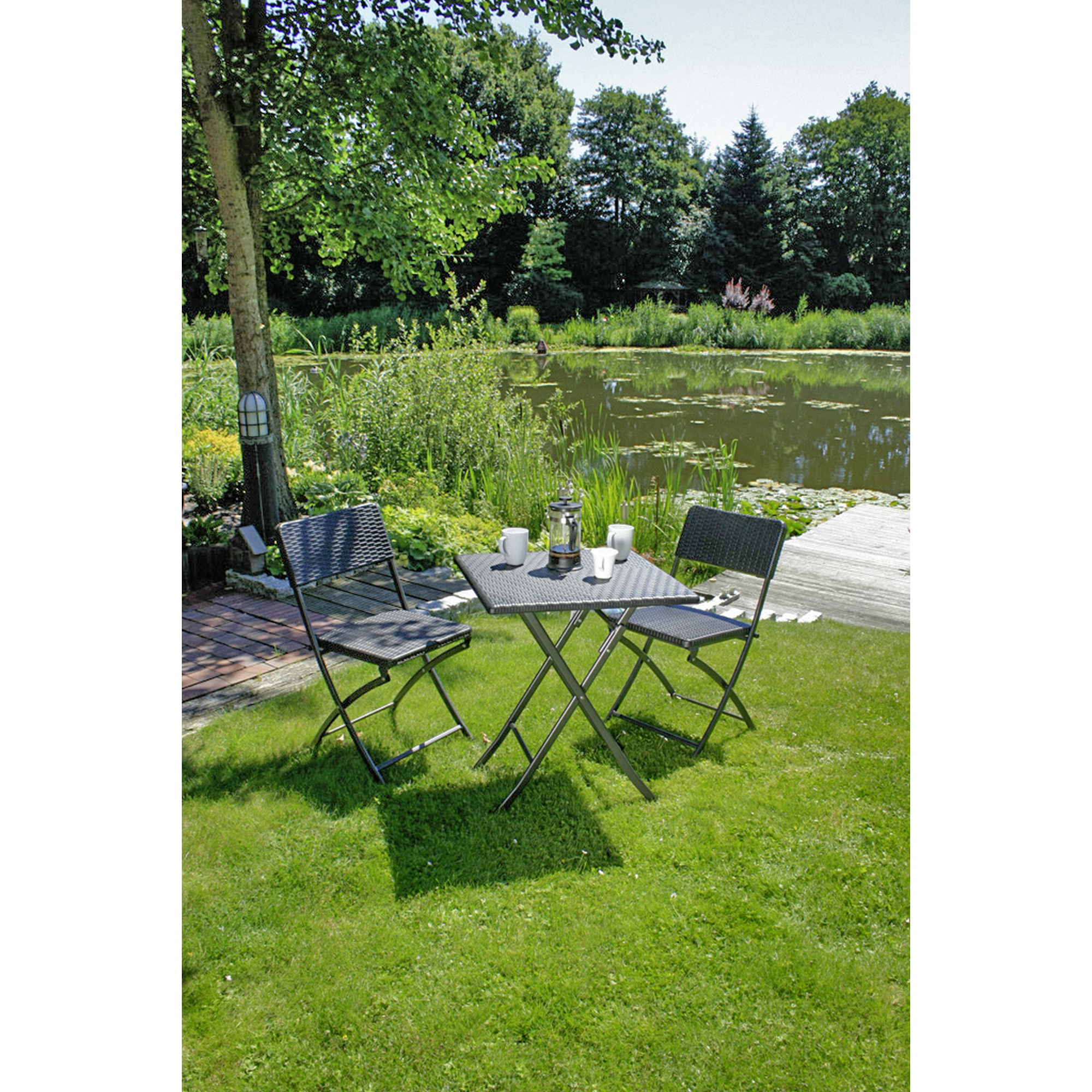 Balkonmöbelset 'Ventana' Stahl schwarz 3-teilig