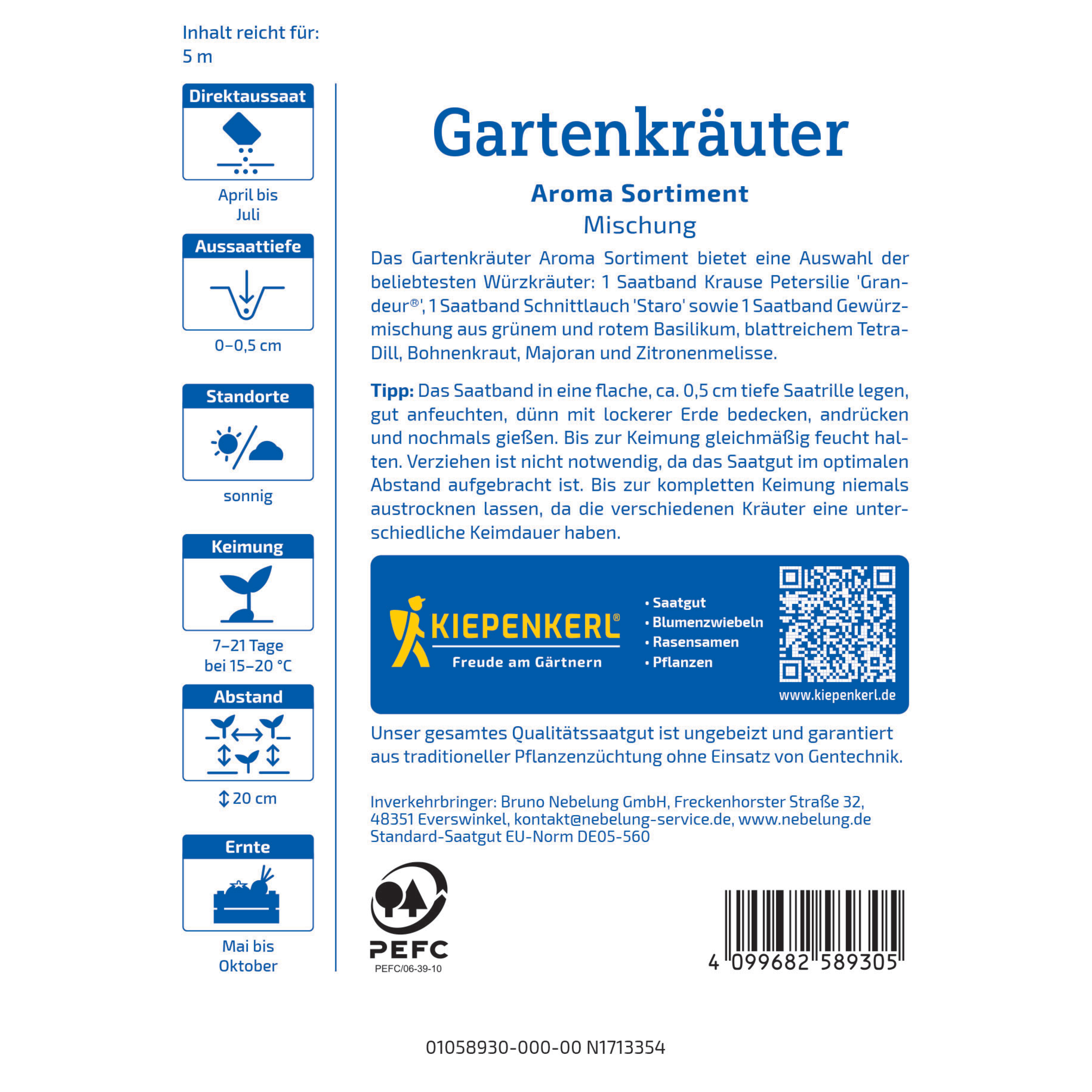 Gartenkräuter 'Aroma Sortiment' Saatband 5 m