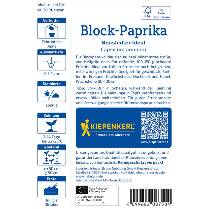 Block-Paprika 'Neusiedler Ideal'