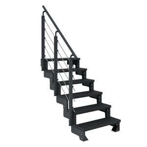 Außentreppe 'Gardentop' anthrazit 6 Stufen 80 cm mit Geländer