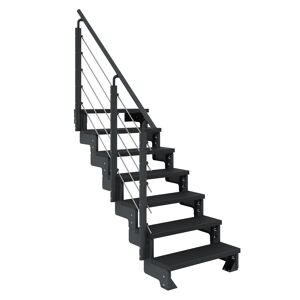 Außentreppe 'Gardentop' anthrazit 7 Stufen 80 cm mit Geländer