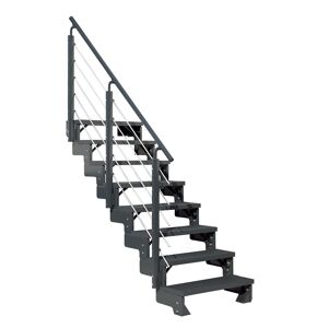 Außentreppe 'Gardentop' anthrazit 8 Stufen 80 cm mit Geländer