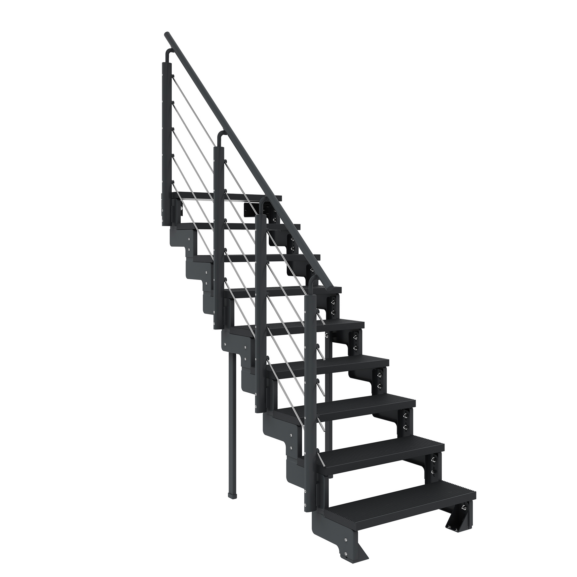 Außentreppe 'Gardentop' anthrazit 9 Stufen 80 cm mit Geländer