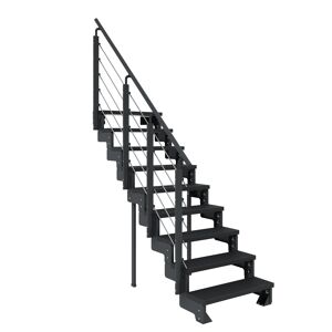 Außentreppe 'Gardentop' anthrazit 9 Stufen 80 cm mit Geländer