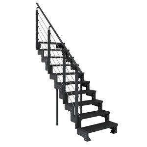 Außentreppe 'Gardentop' anthrazit 10 Stufen 80 cm mit Geländer