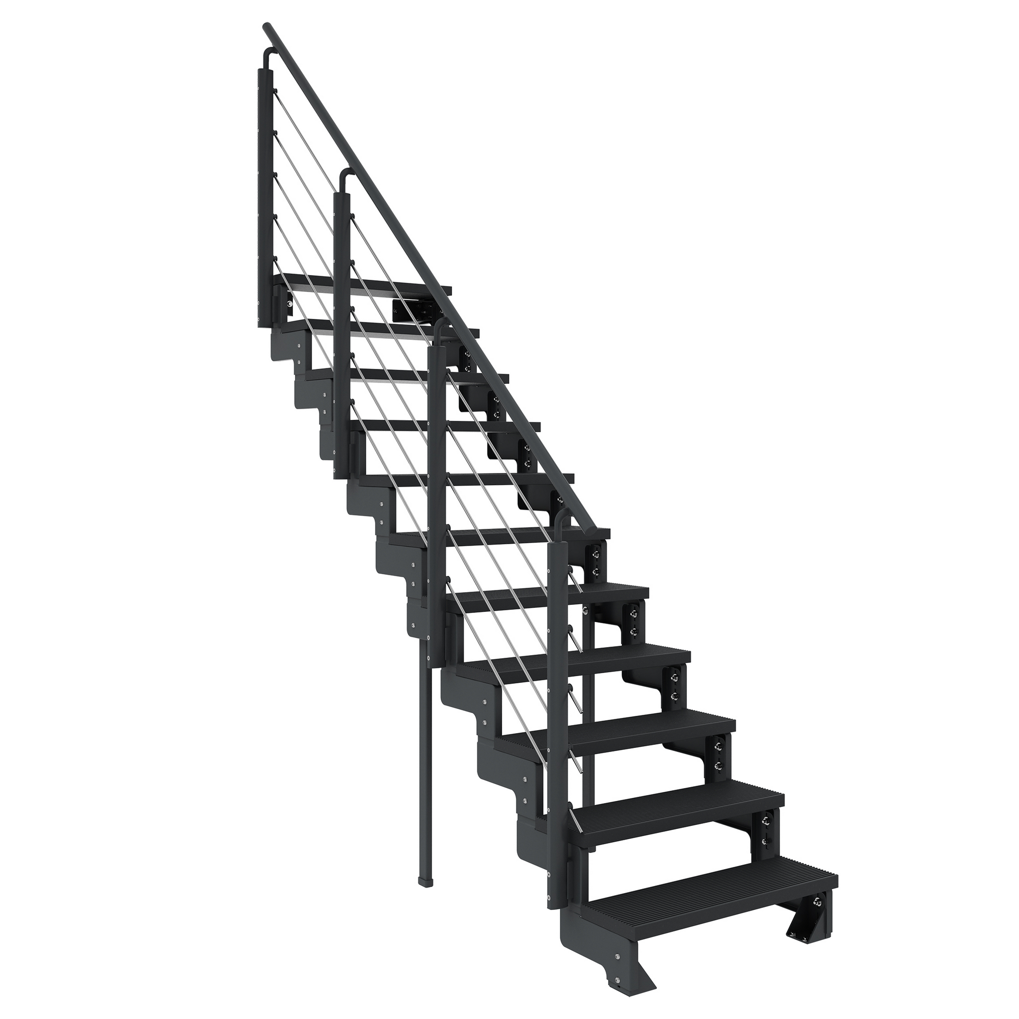 Außentreppe 'Gardentop' anthrazit 11 Stufen 80 cm mit Geländer