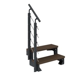 Außentreppe 'Gardentop' dunkelbraun 2 Stufen 80 cm mit Geländer