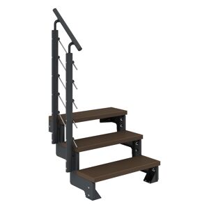 Außentreppe 'Gardentop' dunkelbraun 3 Stufen 80 cm mit Geländer