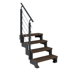 Außentreppe 'Gardentop' dunkelbraun 4 Stufen 80 cm mit Geländer