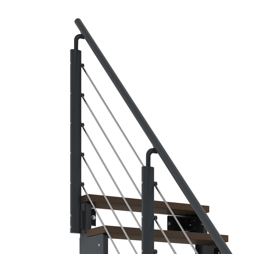 Außentreppe 'Gardentop' dunkelbraun 5 Stufen 80 cm mit Geländer