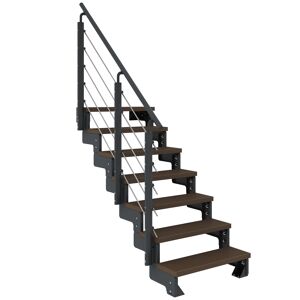 Außentreppe 'Gardentop' dunkelbraun 7 Stufen 80 cm mit Geländer