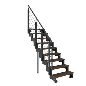 Außentreppe 'Gardentop' dunkelbraun 9 Stufen 80 cm mit Geländer