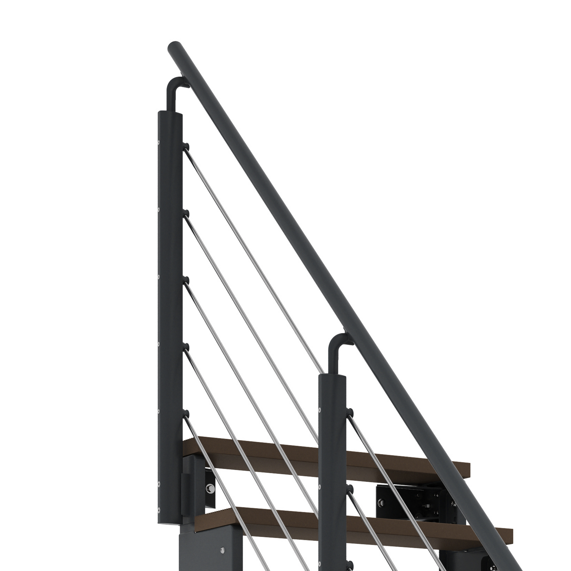 Außentreppe 'Gardentop' dunkelbraun 10 Stufen 80 cm mit Geländer