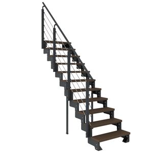 Außentreppe 'Gardentop' dunkelbraun 11 Stufen 80 cm mit Geländer