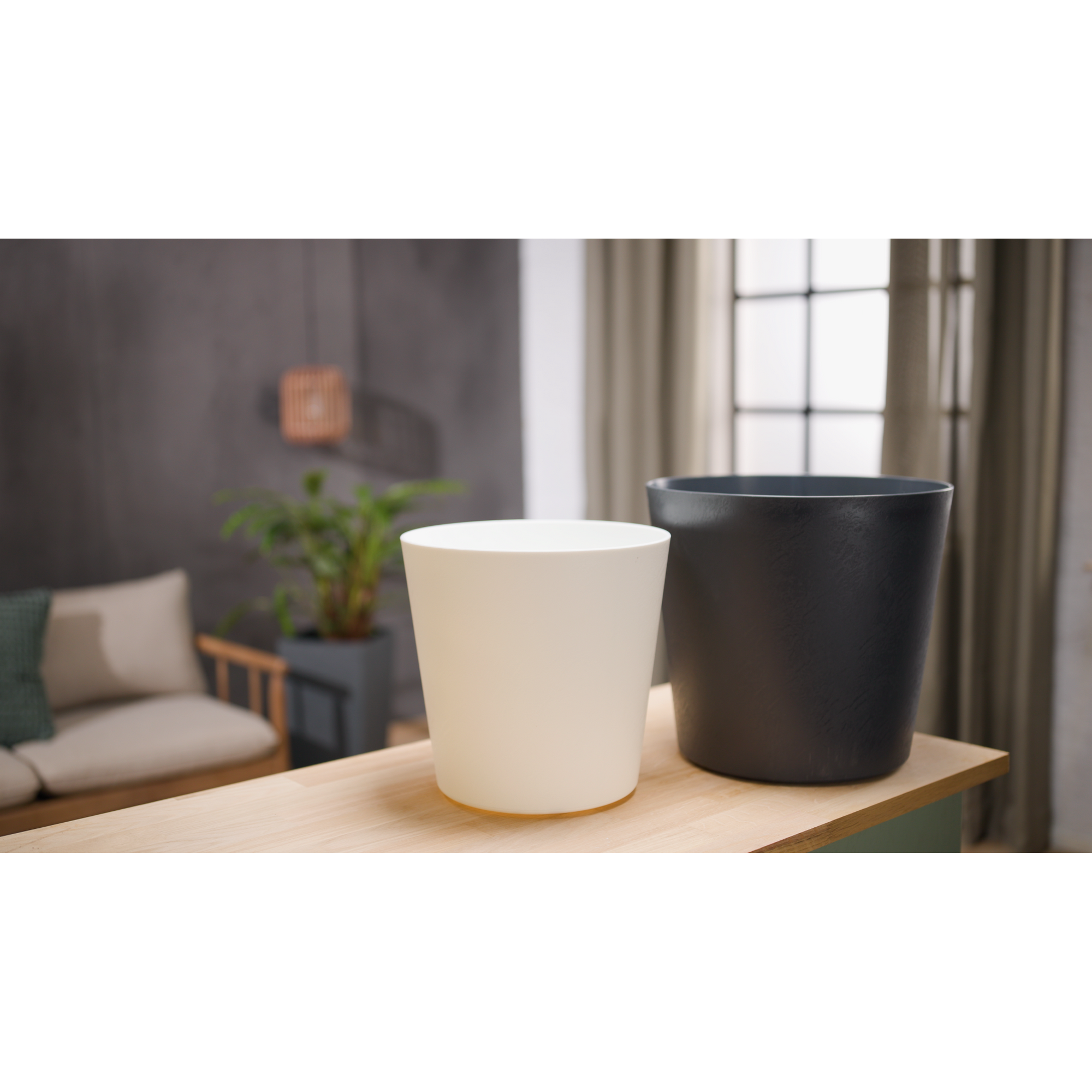 Bewässerungstopf 'Lunaris' weiß Ø 40 cm mit Bewässerungssystem