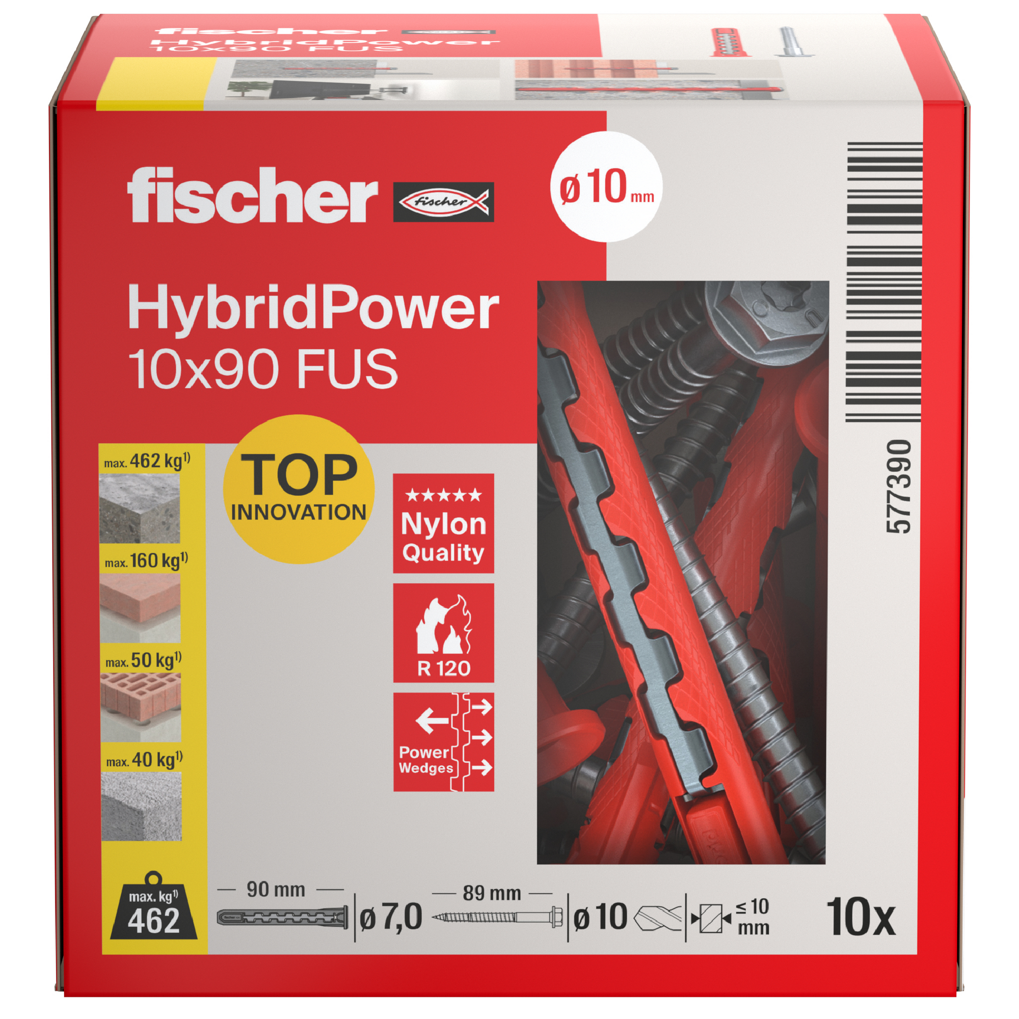 Dübel 'HybridPower FUS (10)' mit Schraube Ø 10 x 90 mm 10 Stück