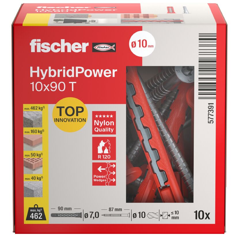 Dübel 'HybridPower T (10)' mit Schraube Ø 10 x 90 mm 10 Stück