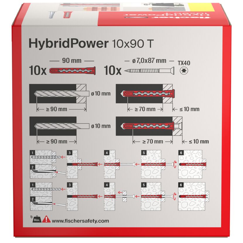 Dübel 'HybridPower T (10)' mit Schraube Ø 10 x 90 mm 10 Stück