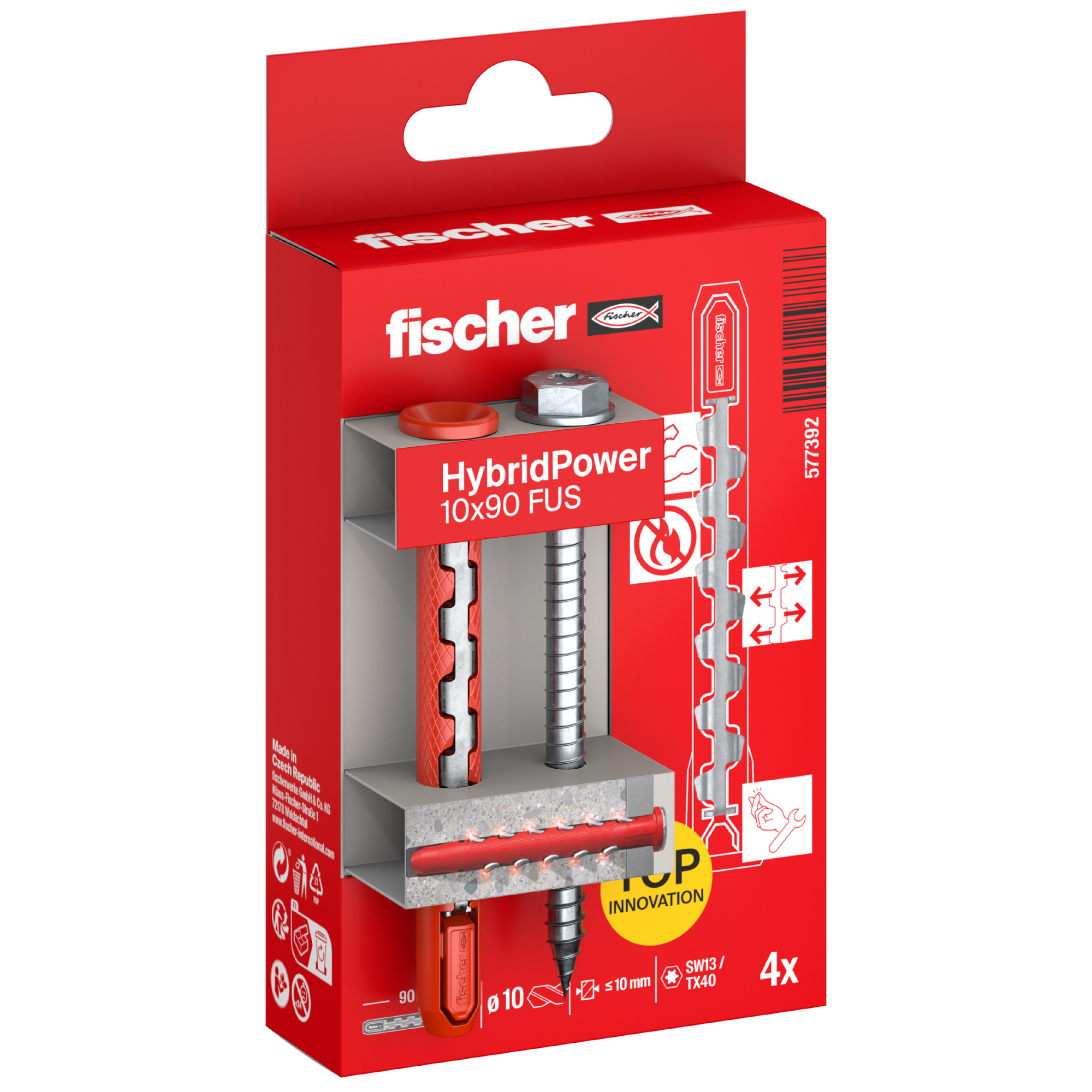 Dübel 'HybridPower FUS K' mit Schraube Ø 10 x 90 mm 4 Stück