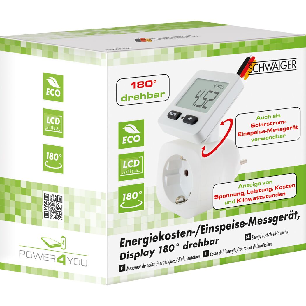 Energiekosten- und Einspeisemessgerät drehbar eckig