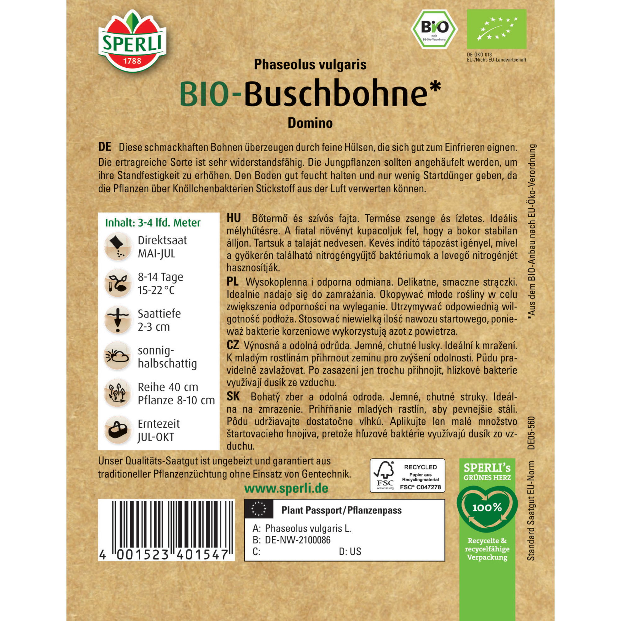 BIO-Buschbohne 'Domino'