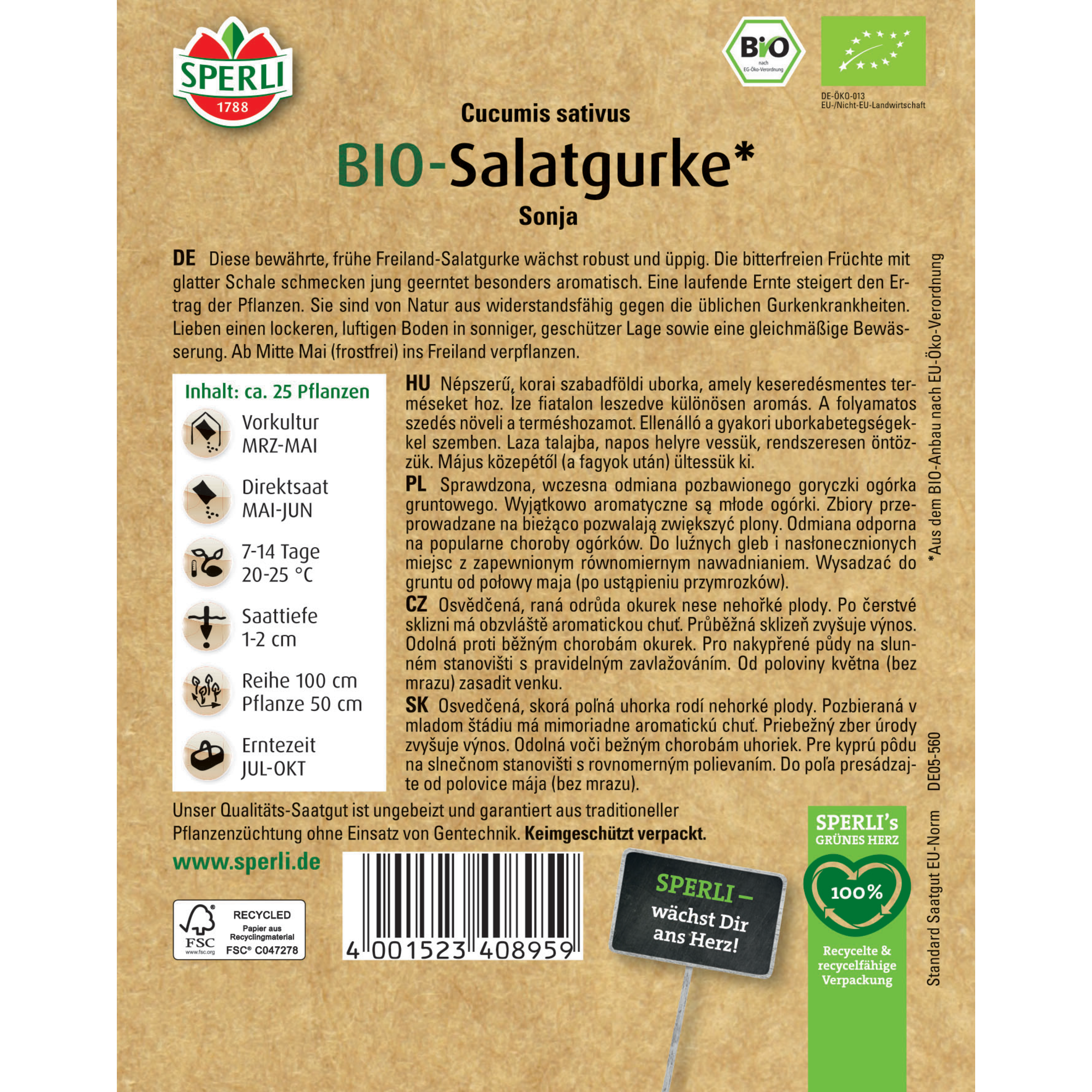 BIO-Salatgurke 'Sonja'