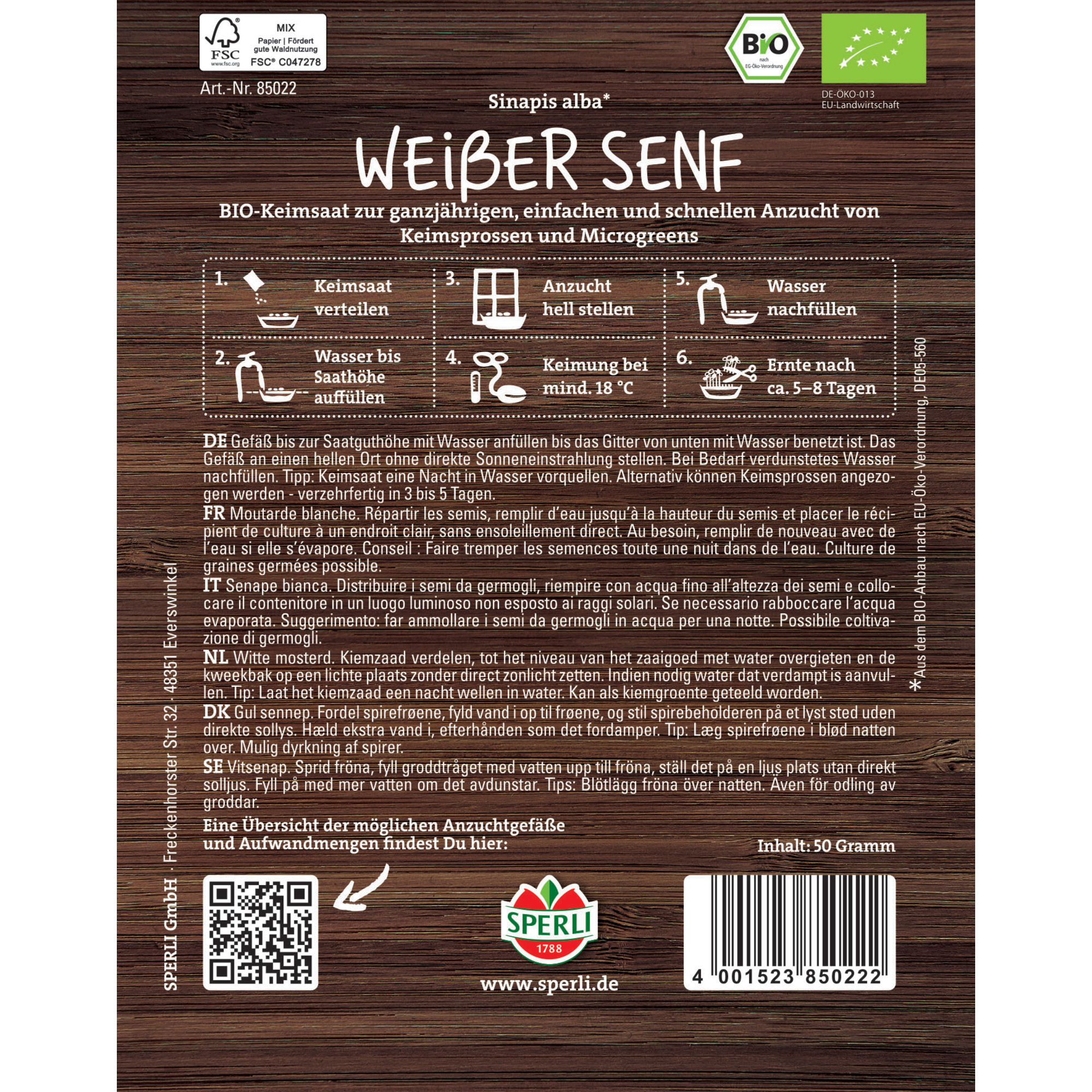 BIO-Microgreen-Saat Weißer Senf