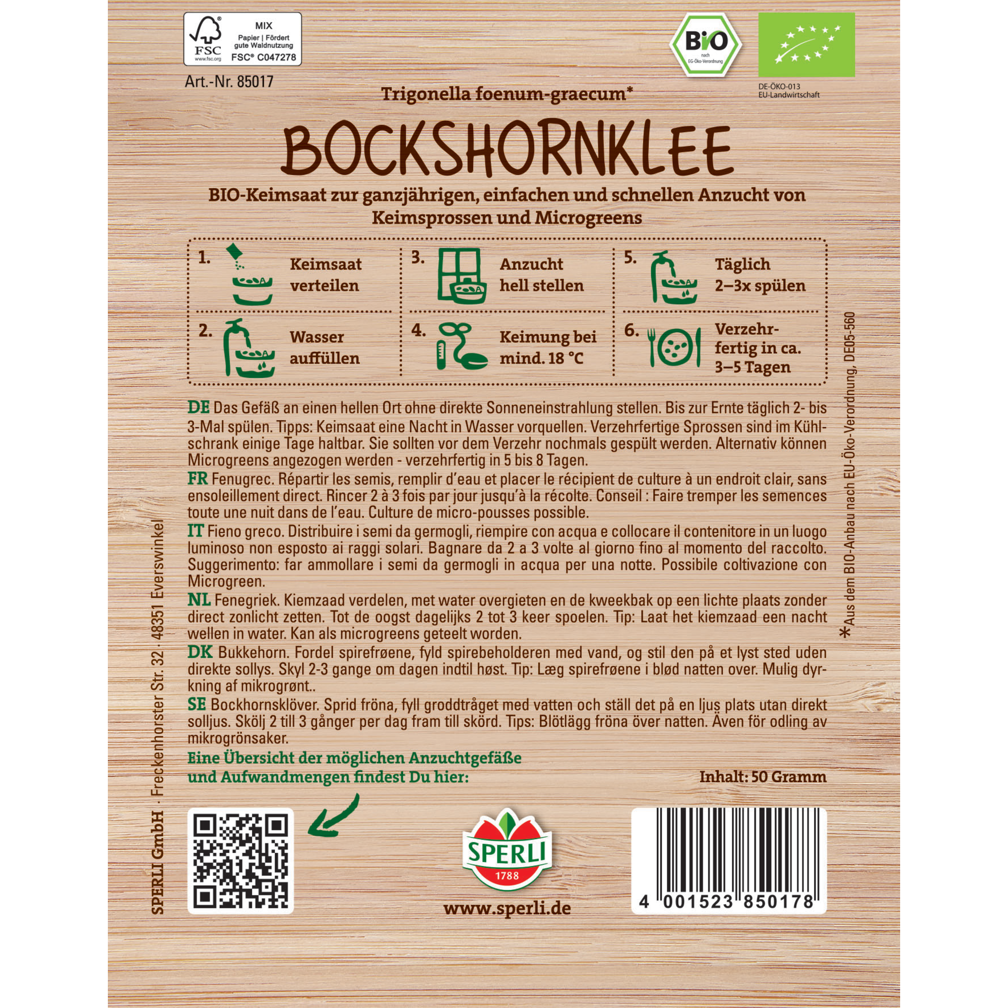 BIO-Keimsprossen-Saat Bockshornklee