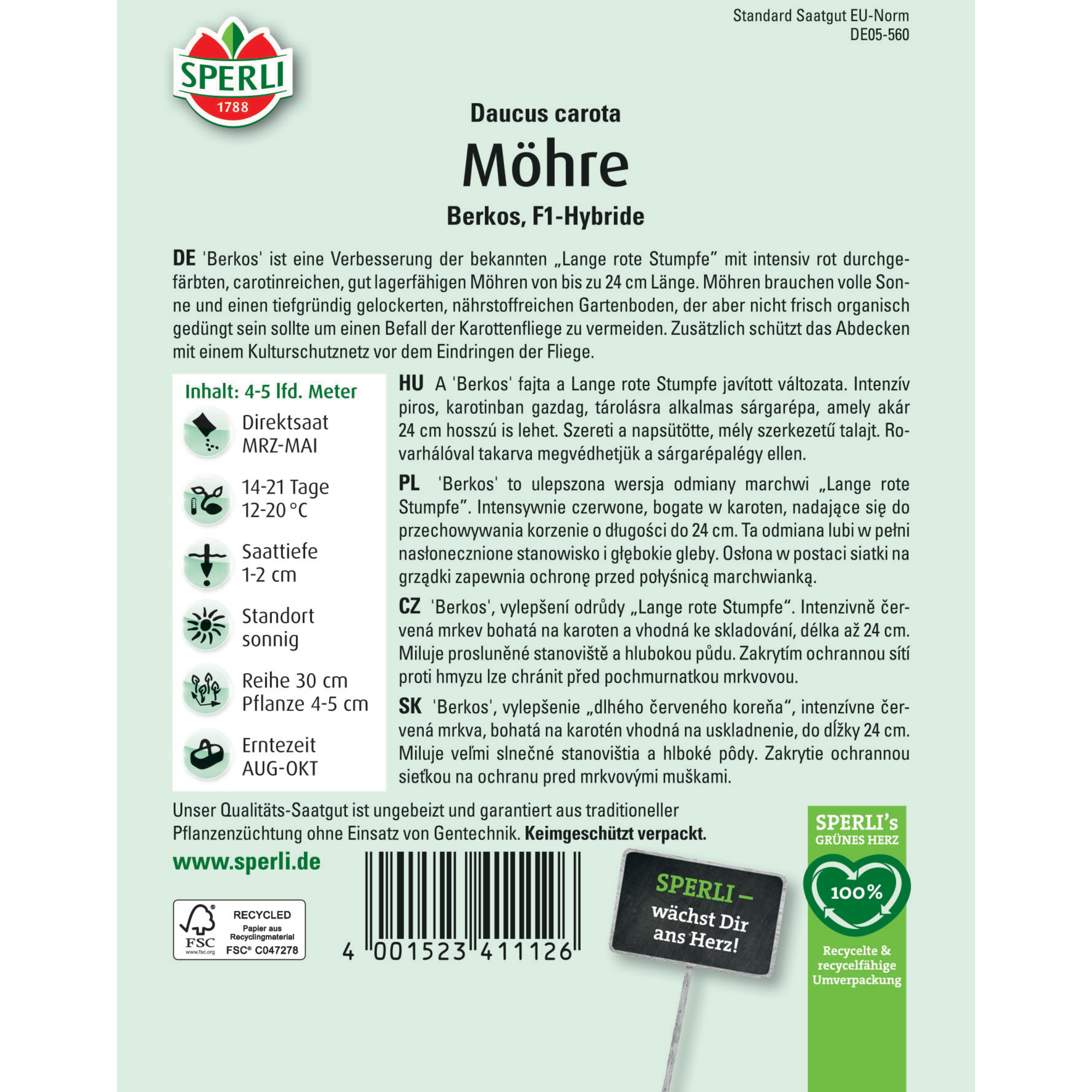 Möhre 'Berkos' F1-Hybride