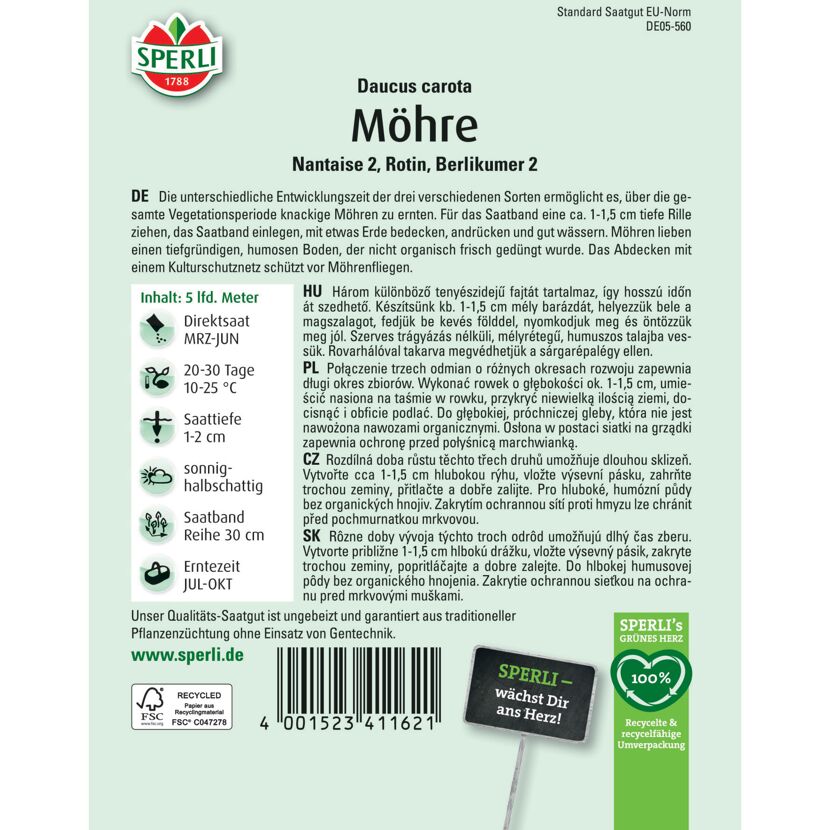 Möhre 'Kombination 3 Sorten' Saatband 5 m
