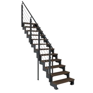 Außentreppe 'Gardentop' dunkelbraun 12 Stufen 80 cm mit Geländer