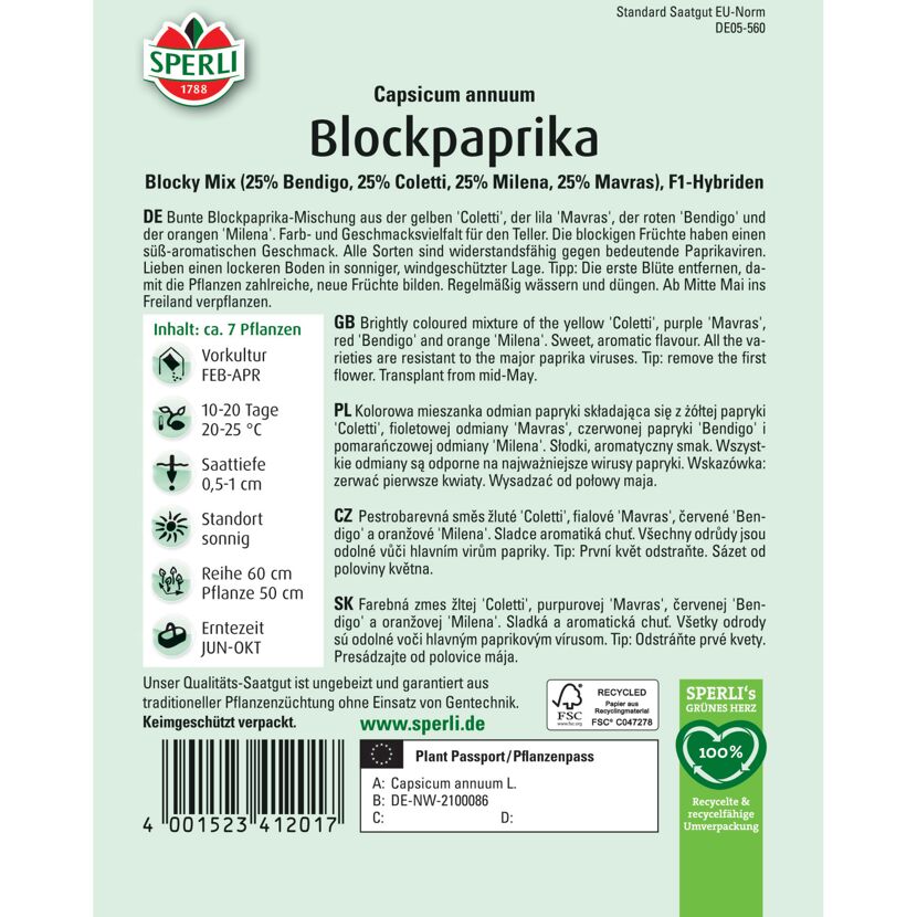 Blockpaprika 'Blocky Mix' F1-Hybride