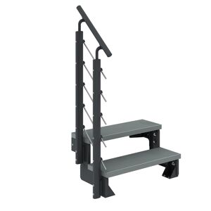 Außentreppe 'Gardentop' grau 2 Stufen 80 cm mit Geländer