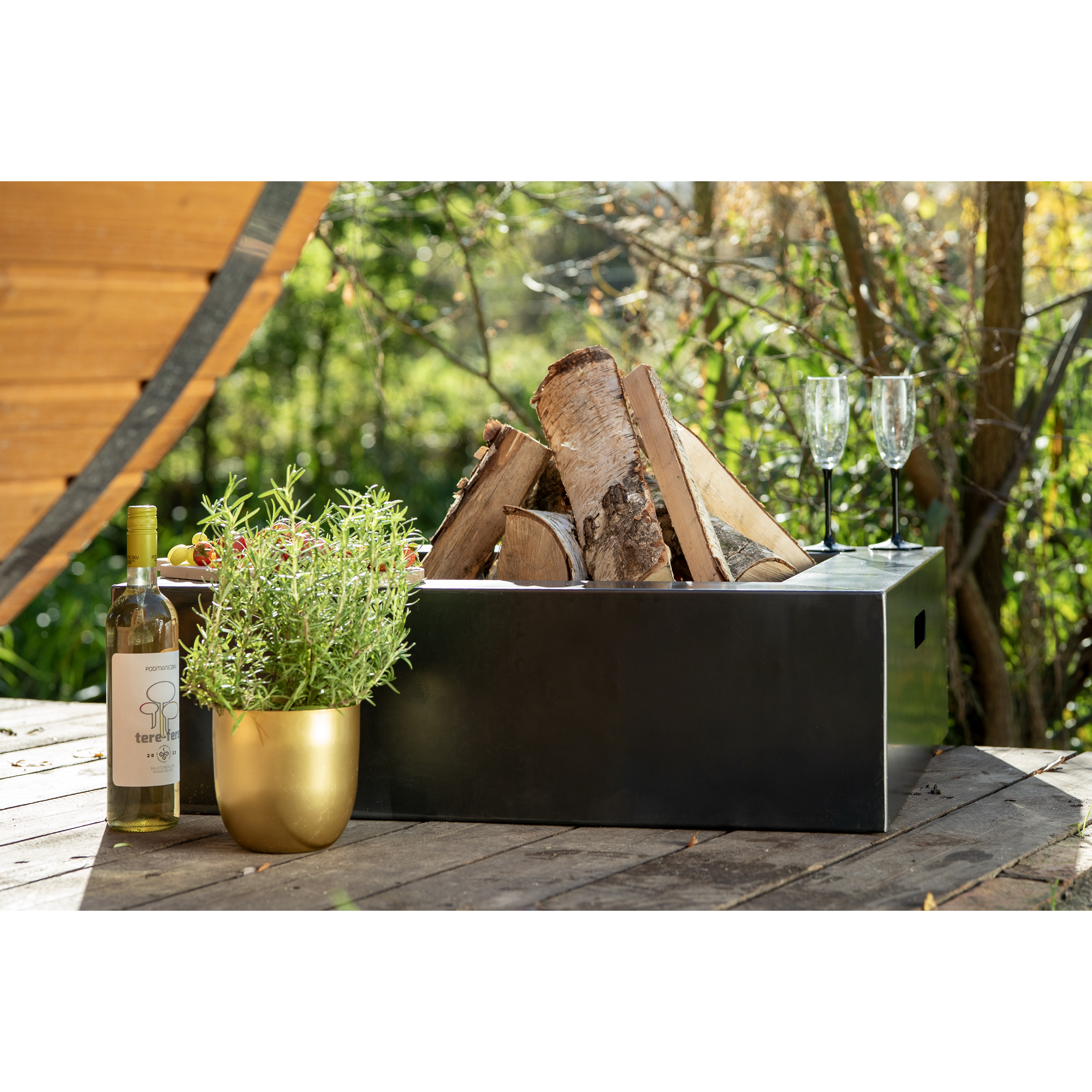 Feuerstelle 'Bilbao' Stahl unbehandelt 80 x 23,5 x 80