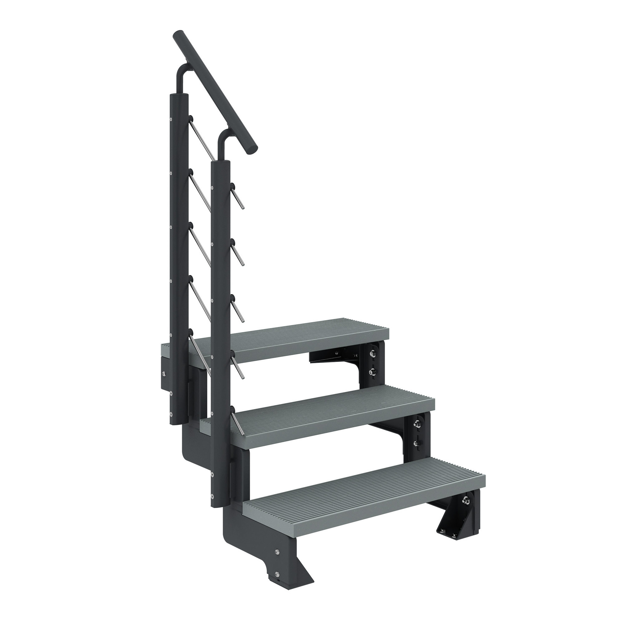 Außentreppe 'Gardentop' grau 3 Stufen 80 cm mit Geländer