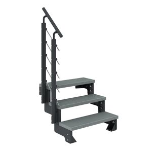 Außentreppe 'Gardentop' grau 3 Stufen 80 cm mit Geländer