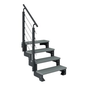 Außentreppe 'Gardentop' grau 4 Stufen 80 cm mit Geländer