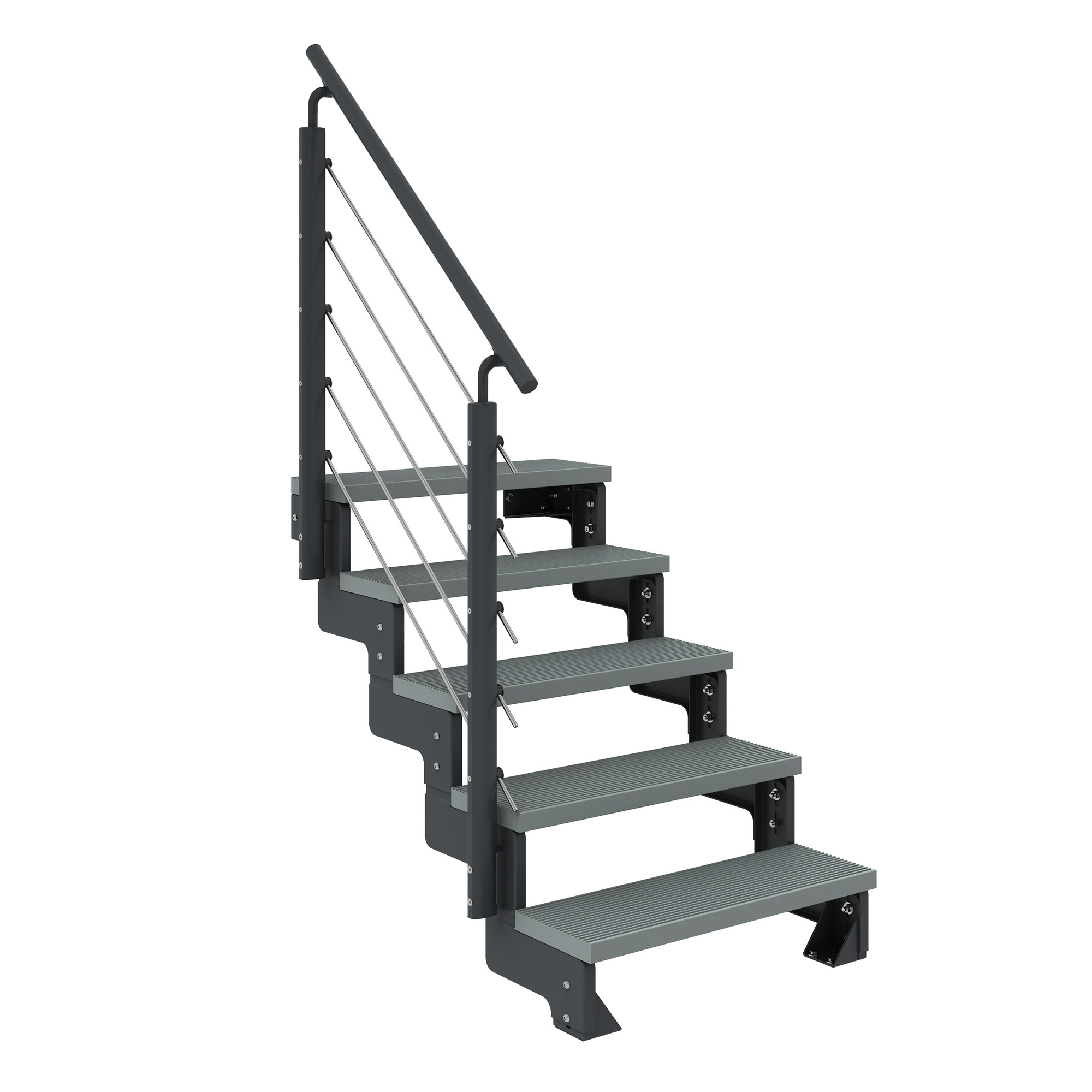 Außentreppe 'Gardentop' grau 5 Stufen 80 cm mit Geländer