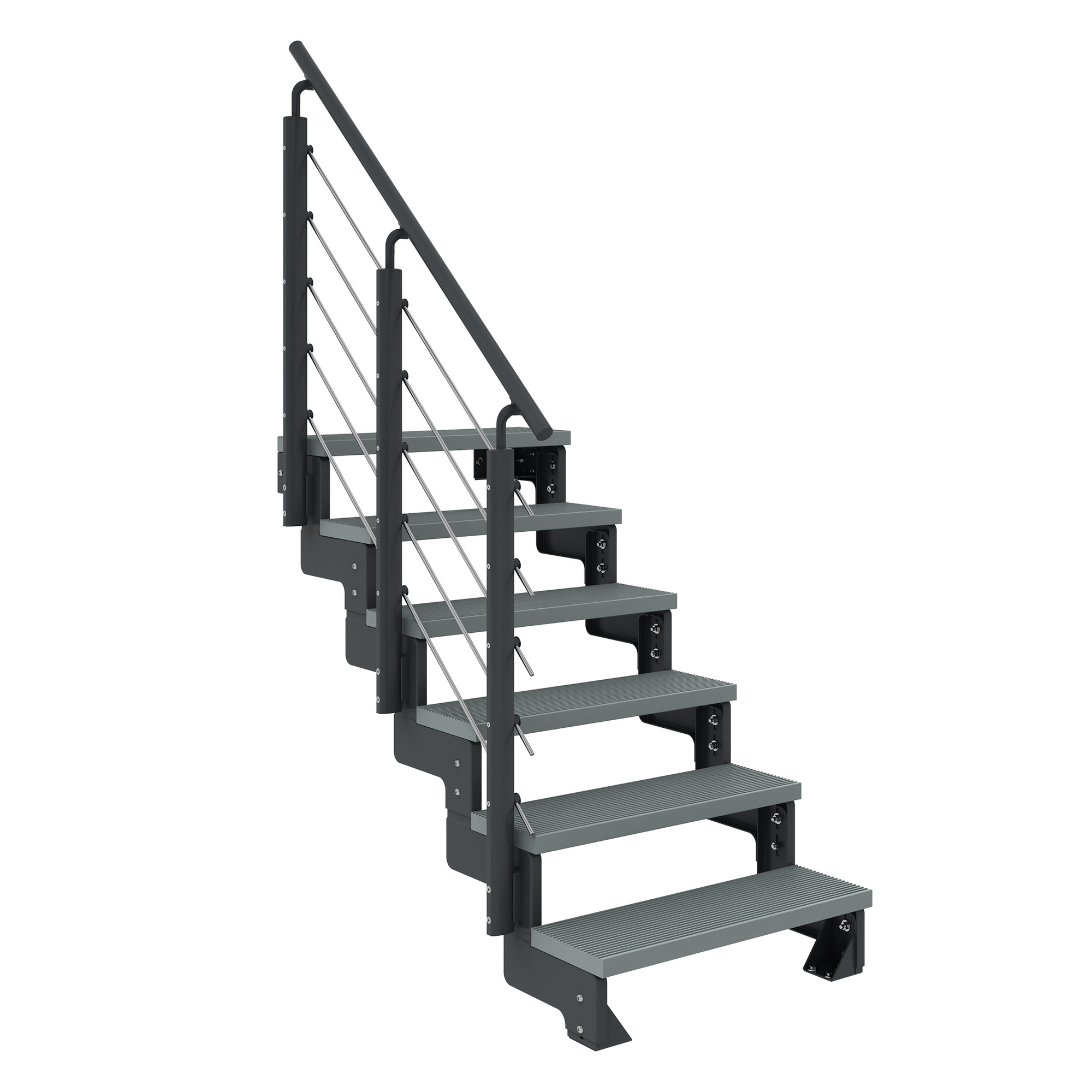 Außentreppe 'Gardentop' grau 6 Stufen 80 cm mit Geländer