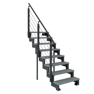 Außentreppe 'Gardentop' grau 8 Stufen 80 cm mit Geländer