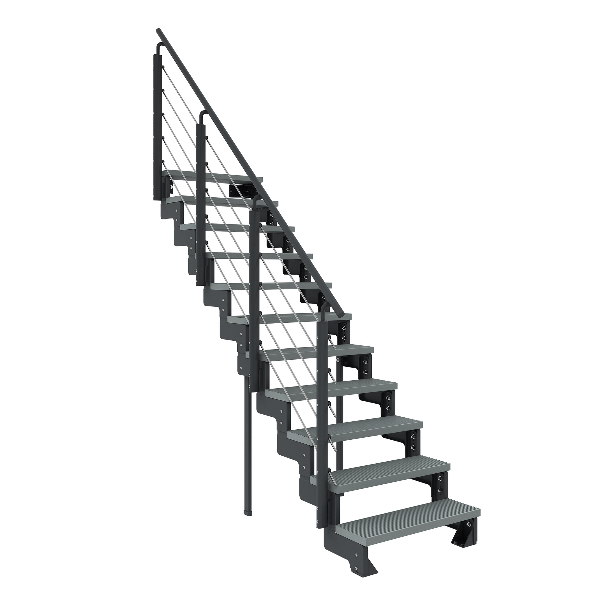 Außentreppe 'Gardentop' grau 11 Stufen 80 cm mit Geländer