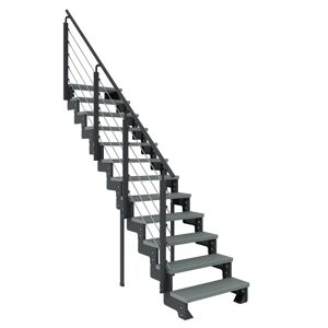 Außentreppe 'Gardentop' grau 14 Stufen 80 cm mit Geländer