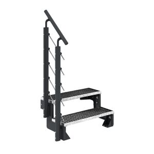 Außentreppe 'Gardentop' 2 Gitterroststufen 80 cm mit Geländer