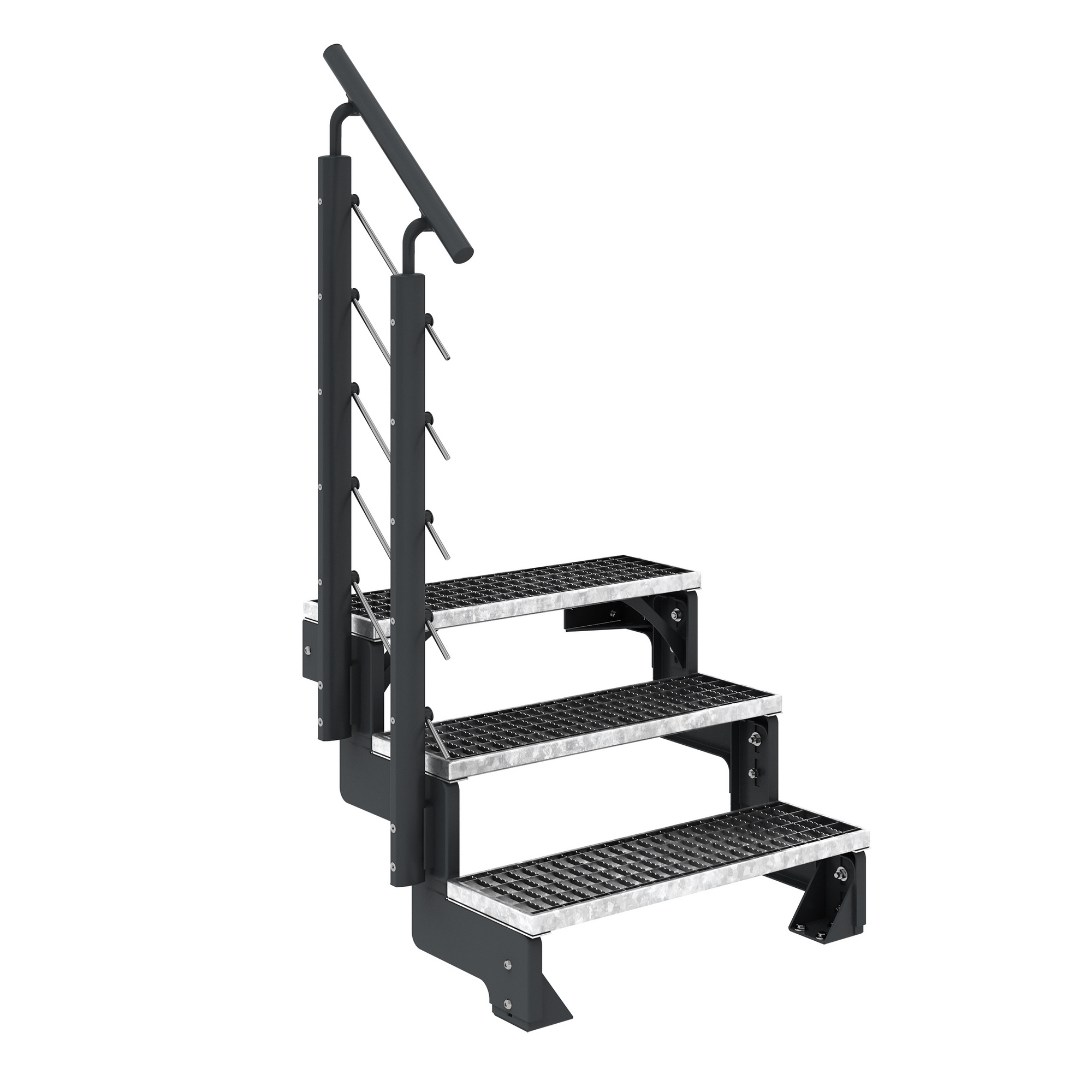 Außentreppe 'Gardentop'  3 Gitterroststufen 80 cm mit Geländer