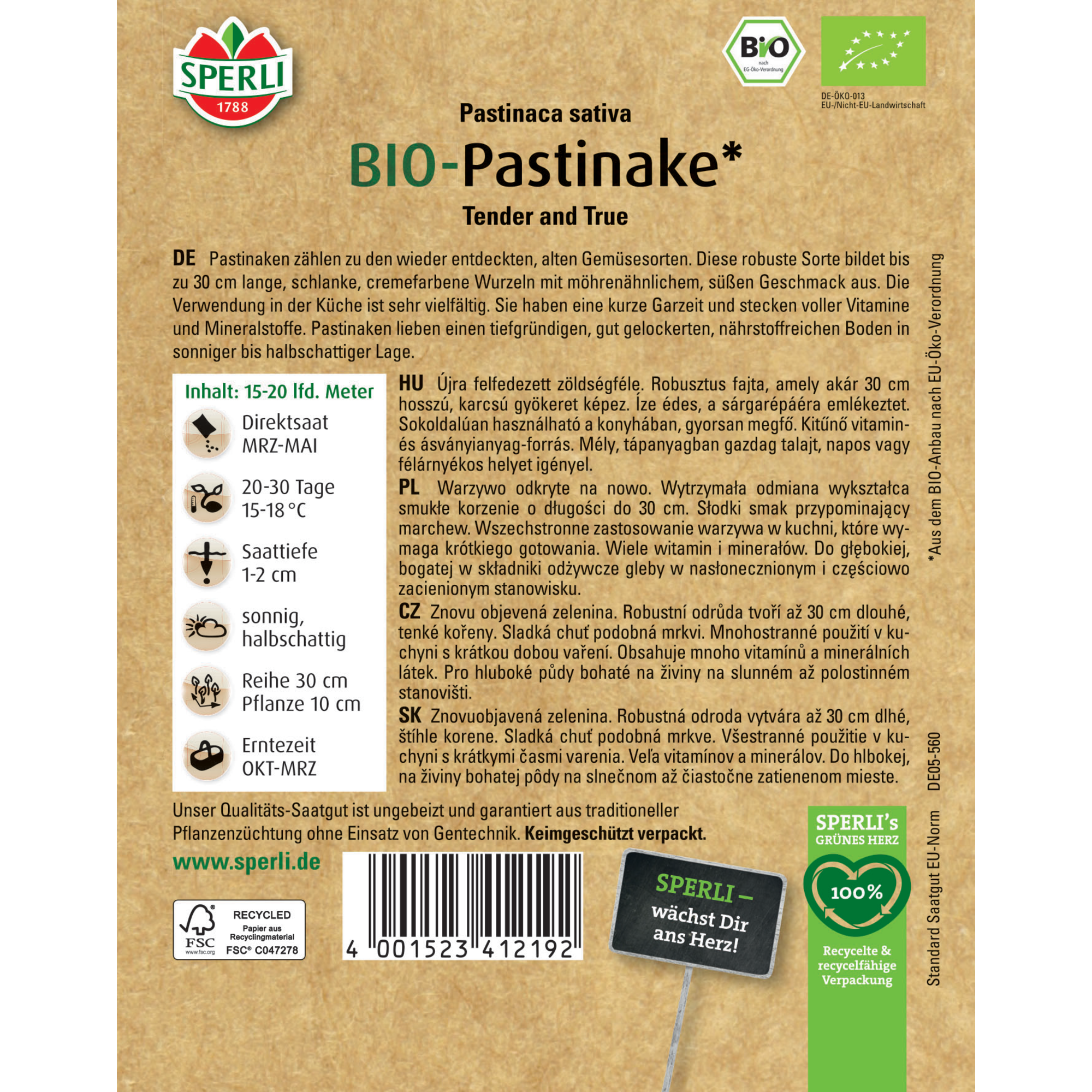 BIO-Pastinake 'Tender and True'