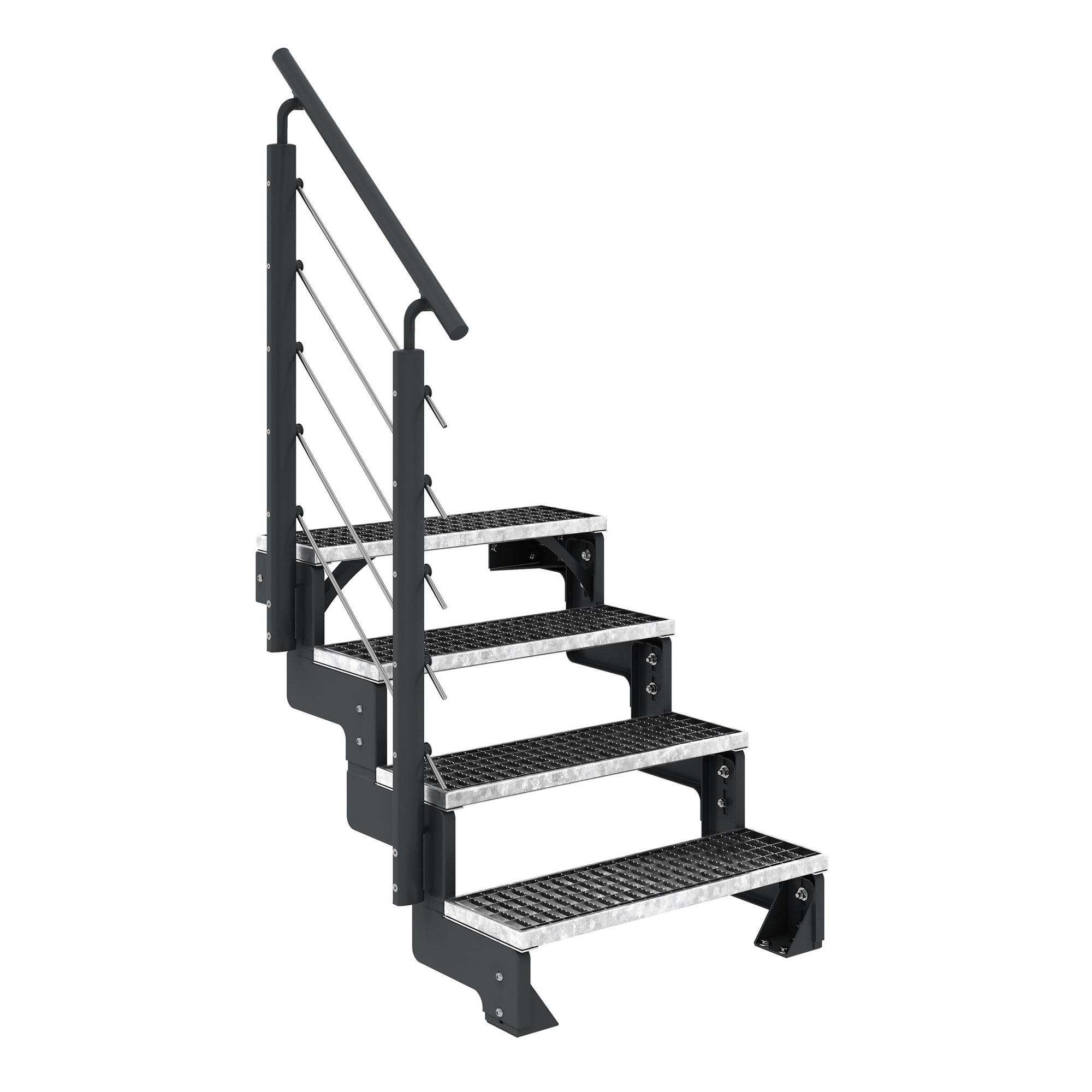 Außentreppe 'Gardentop'  4 Gitterroststufen 80 cm mit Geländer