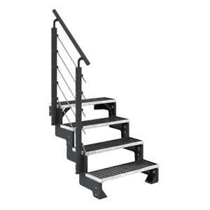 Außentreppe 'Gardentop' 4 Gitterroststufen 80 cm mit Geländer