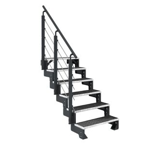 Außentreppe 'Gardentop' 6 Gitterroststufen 80 cm mit Geländer
