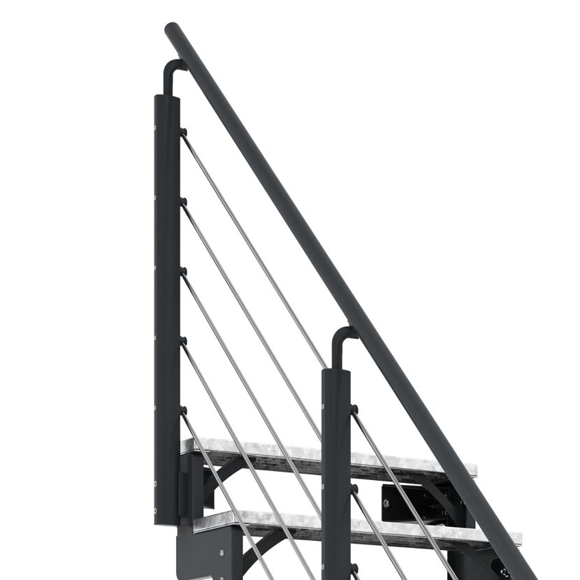 Außentreppe 'Gardentop'  6 Gitterroststufen 80 cm mit Geländer